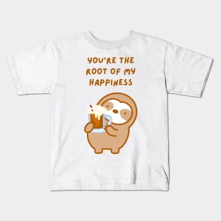 You’re the Root of My Happiness Root Beer Float Sloth Kids T-Shirt